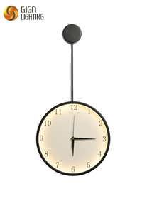 Reloj de pared luminiscente CE con luces LED, luces de pared minimalistas negras, lámpara de fondo para sofá con reloj, iluminación decorativa para pasillo, entrada, reloj con led