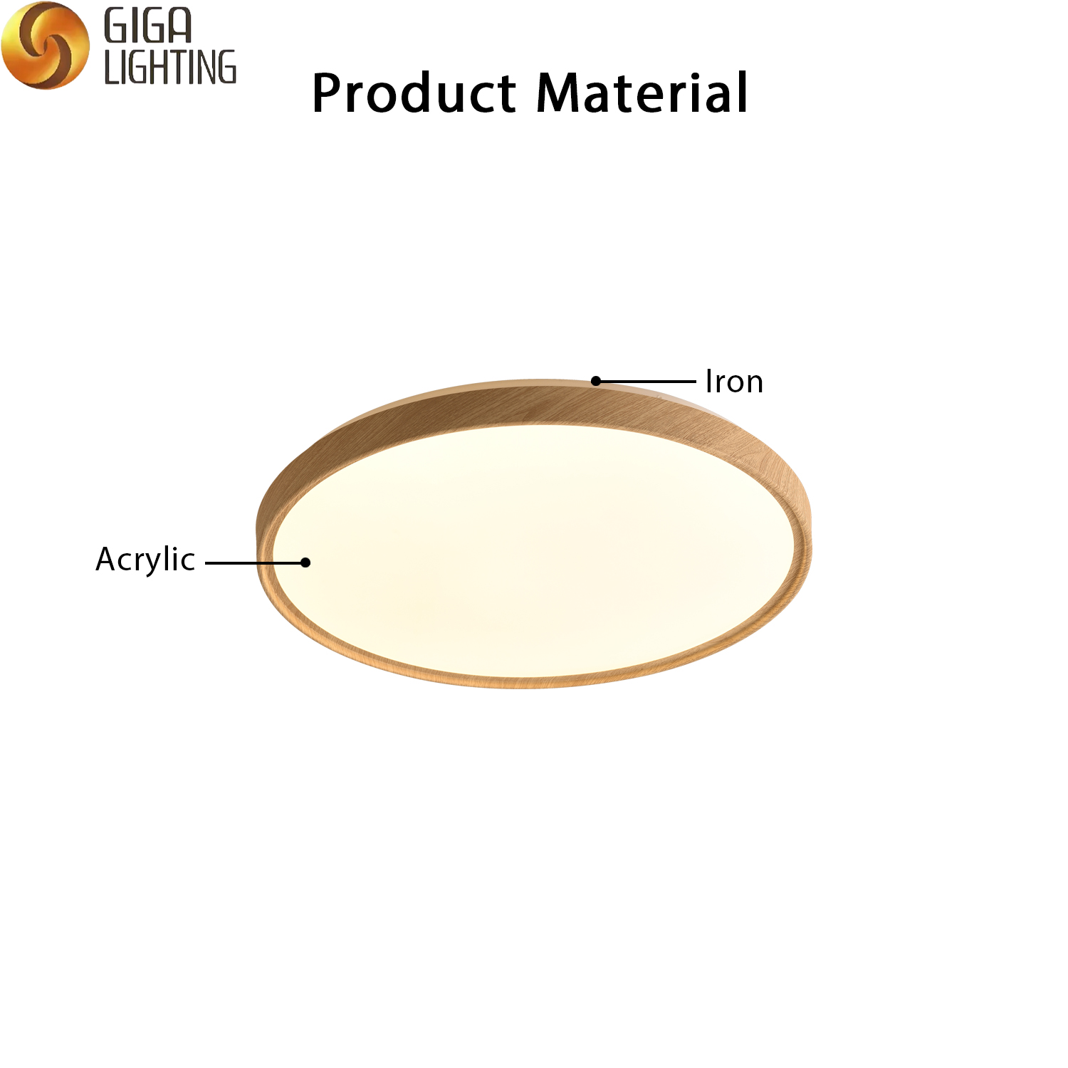  Fábrica de iluminación de techo LED acrílica de hierro redonda nórdica VDE