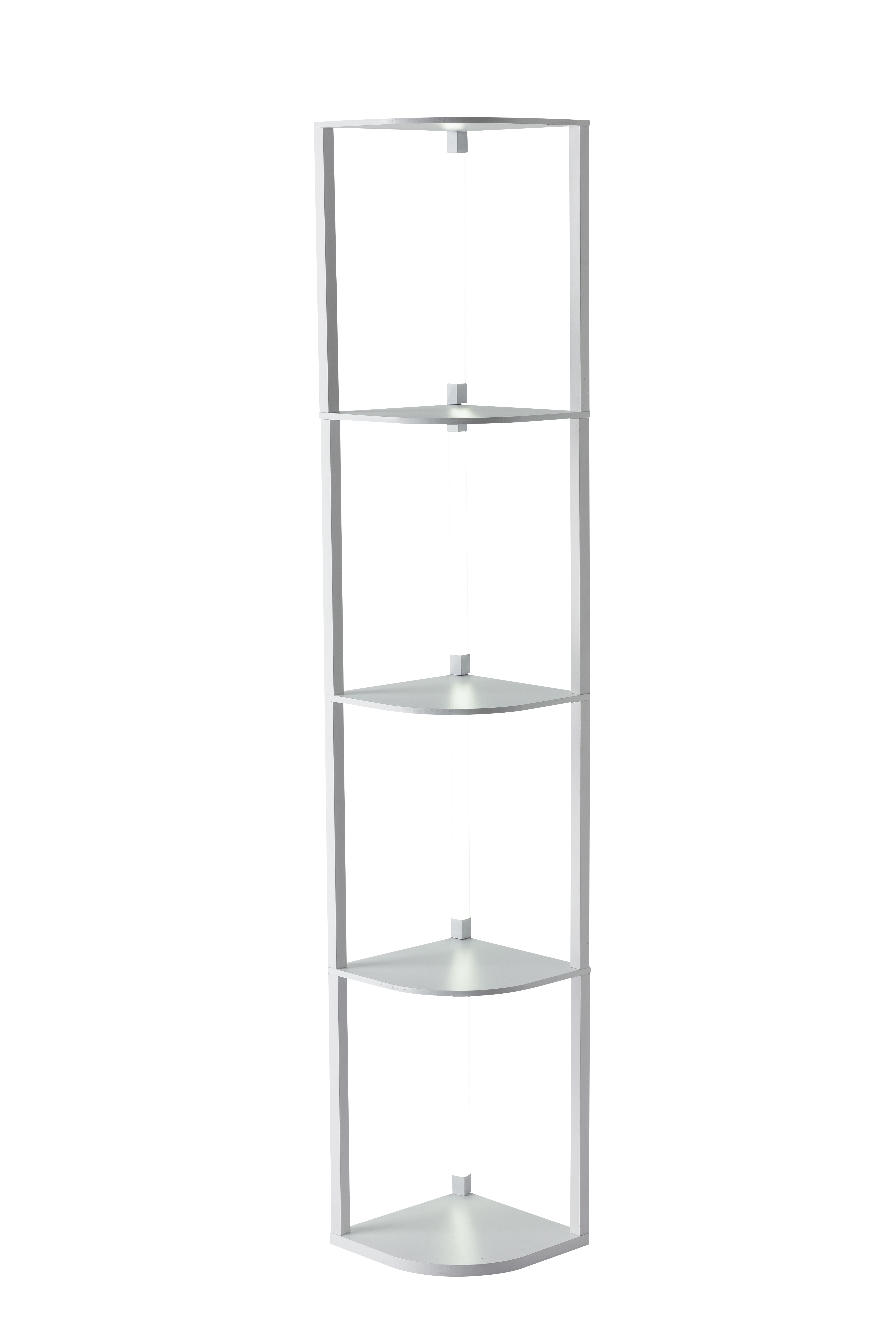 Lámpara de pie de columna triangular para decoración del hogar, estante de madera con pantalla LED y luz