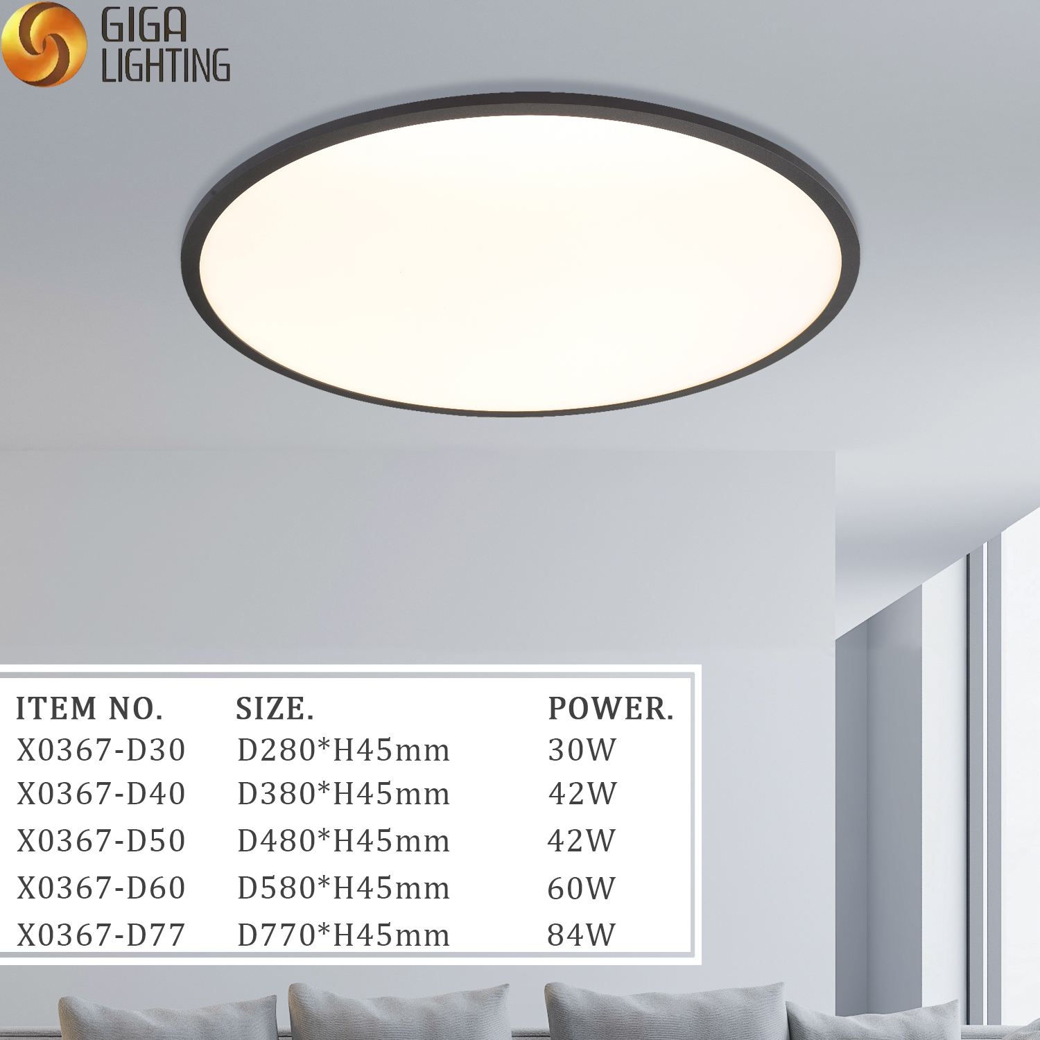 Lámpara de techo LED regulable ultrafina simple con interruptor DIP CB EMC 3CCT