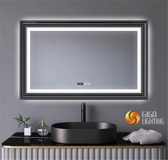 Espejo de baño inteligente con marco LED IP44, pantalla táctil, espejo antivaho con luces, espejo decorativo LED para baño, espejo de tocador, espejo de tocador vintage