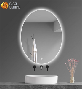 ETL Baño Pantalla Táctil Inteligente Espejo Luminoso Sin Marco Oval Led Espejo Impermeable Espejo Antiniebla Baño Montado En La Pared Espejo De Maquillaje Colgante