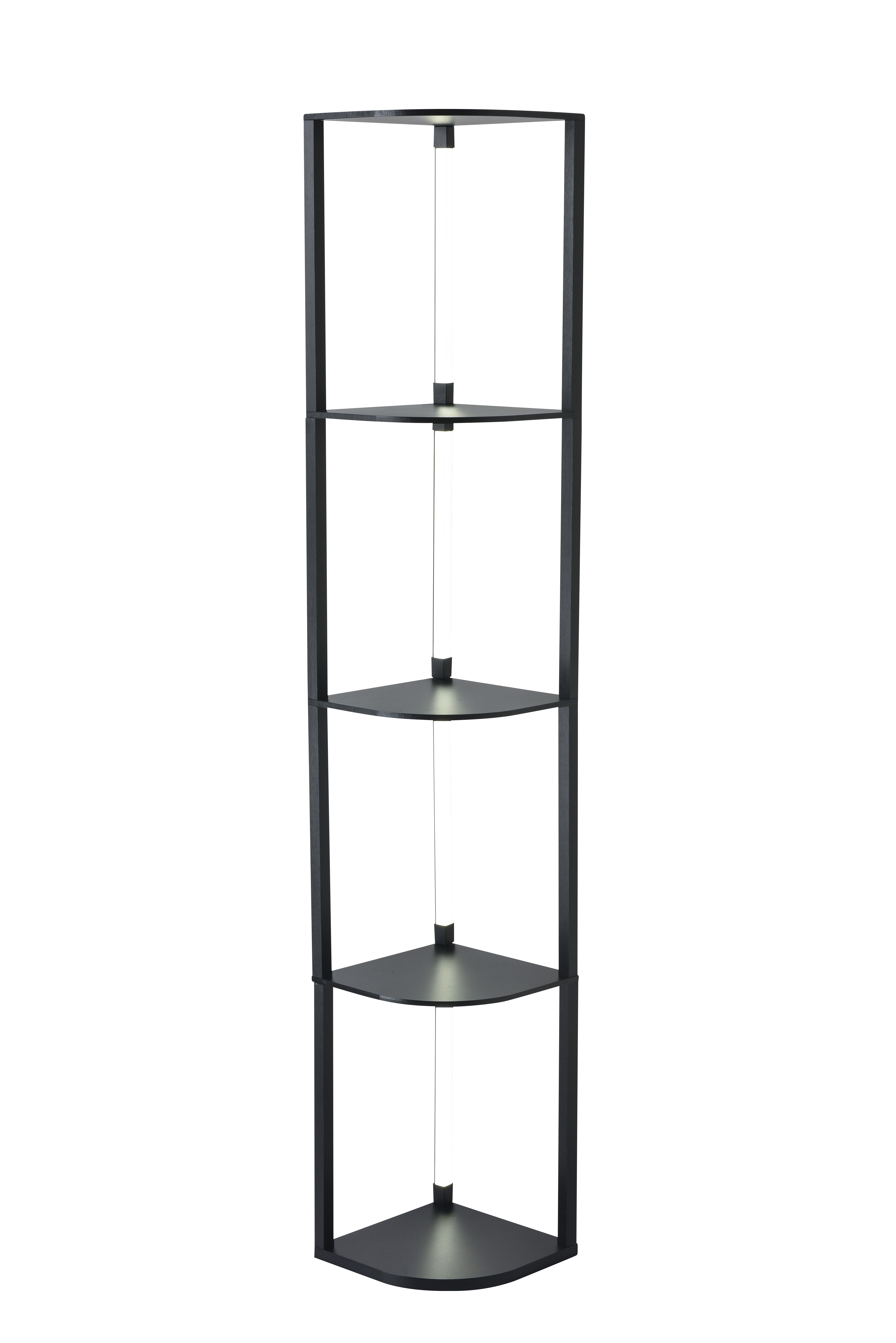 Lámpara de pie de columna triangular para decoración del hogar, estante de madera con pantalla LED y luz