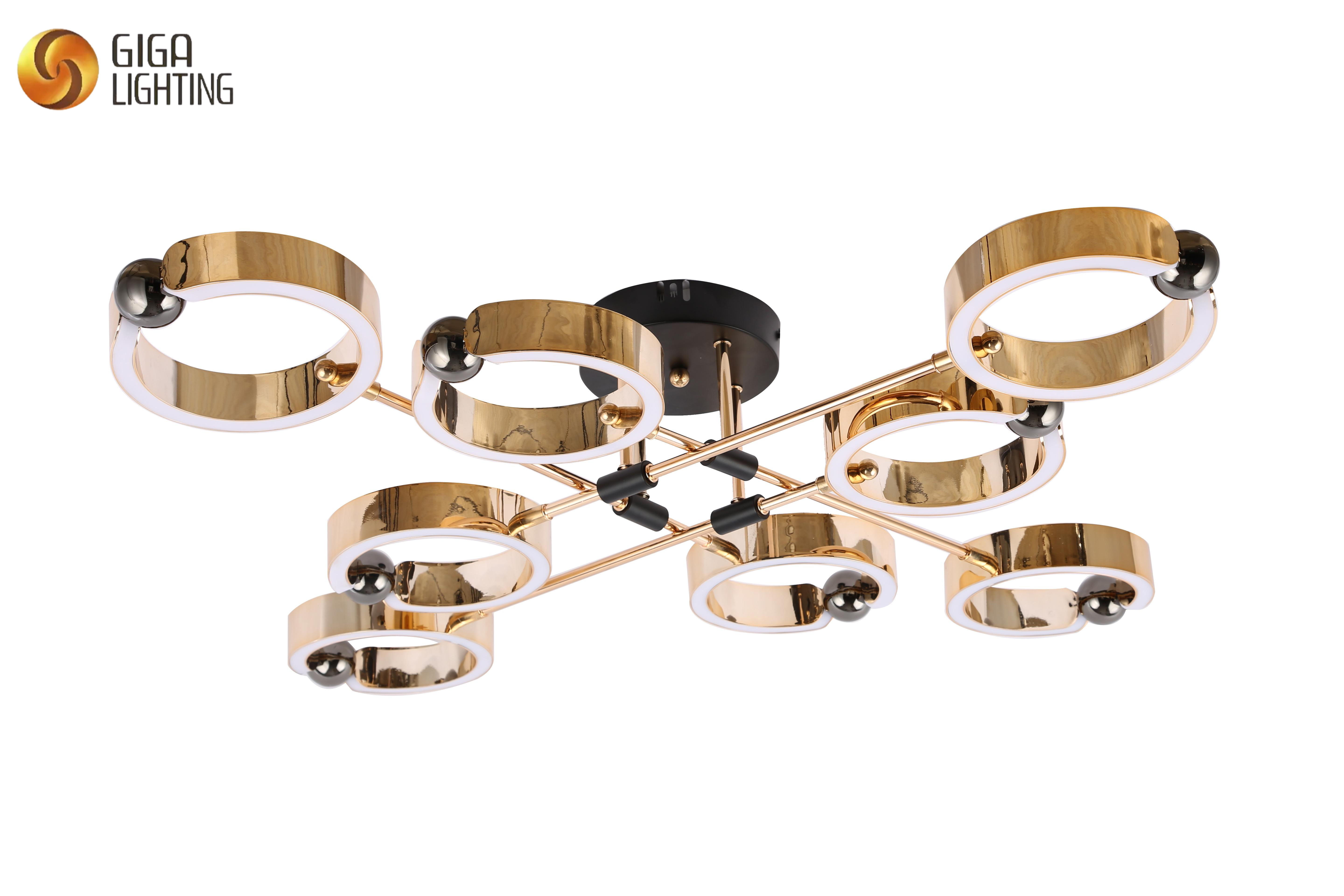 CE TUV LED lámpara de techo decorativa brazos en forma de anillo de aluminio Oro rosa con tira de LED en el interior diseño único producción a granel mayorista directfactory 